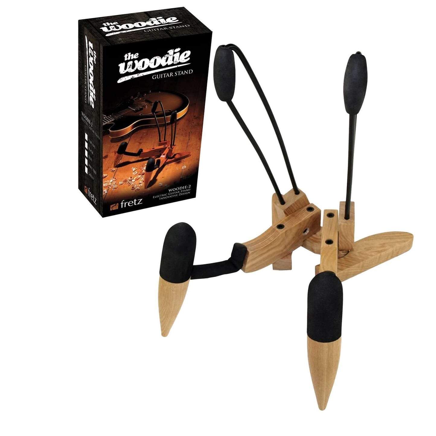 FRETZ Woodie Folding Electric Guitar Stand - Natural Finish