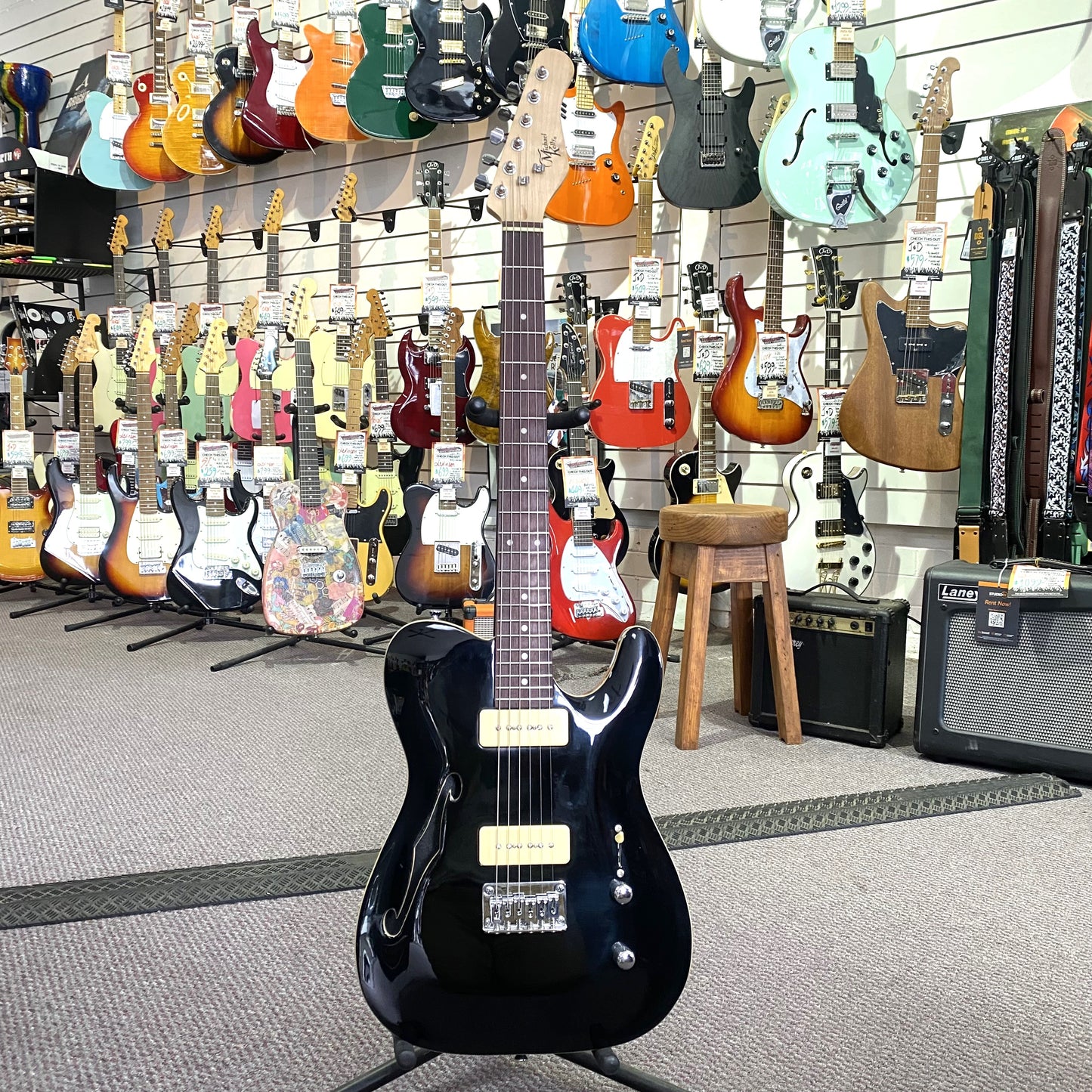 MICHAEL KELLY 59 Thinline Gloss Black Electric Guitar