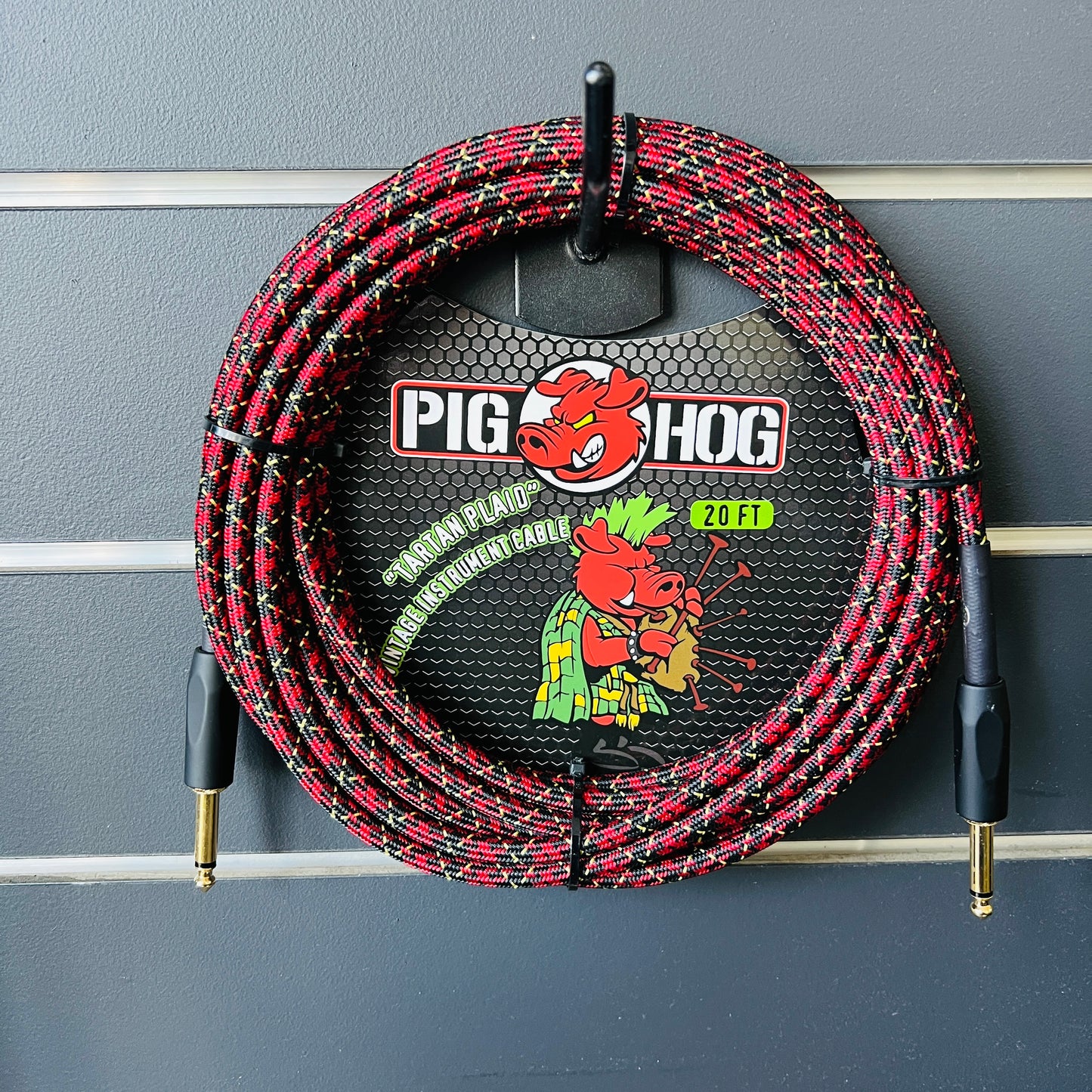PIG HOG 20'Guitar Lead -Tartan Plaid - Straight to Straight