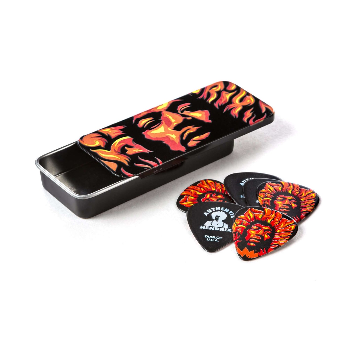 DUNLOP 6 Pk HENDIRX Hendrix Voodoo Fire Pick Tin