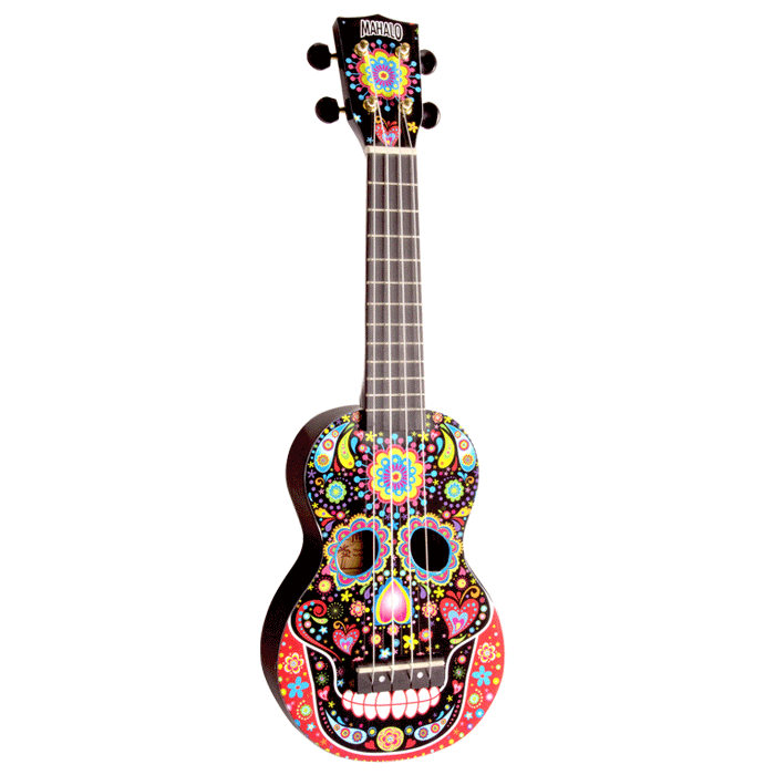 MAHALO ART Soprano Ukulele - Skull Black