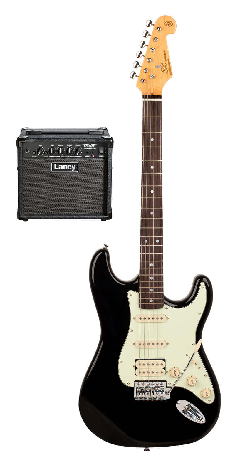 SX Electric Guitar & LANEY LX15 Amplifier Pack - Black