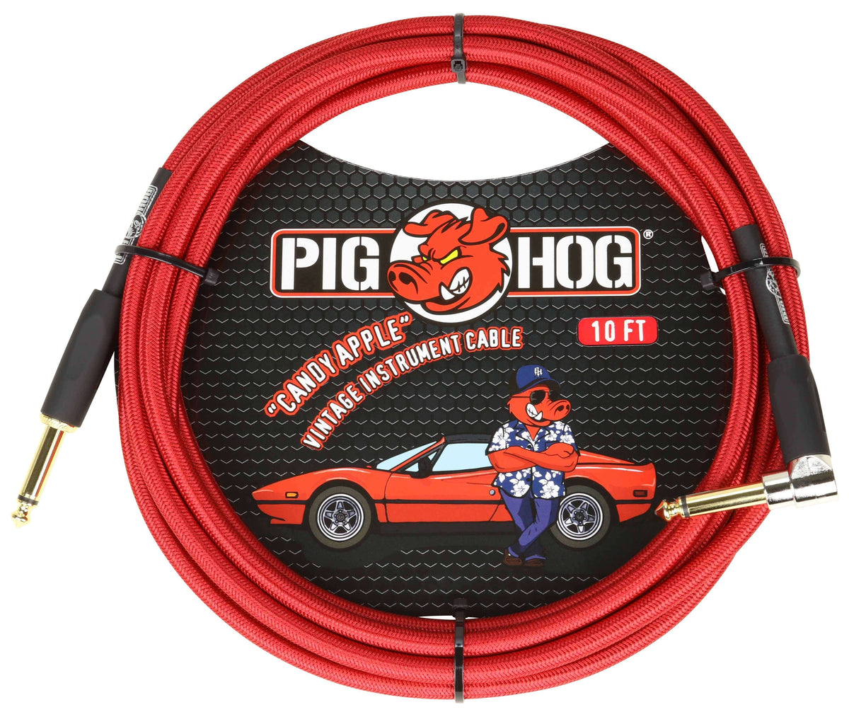 PIG HOG 10'Guitar Lead -Candy Apple Red - Right Angle to Straight