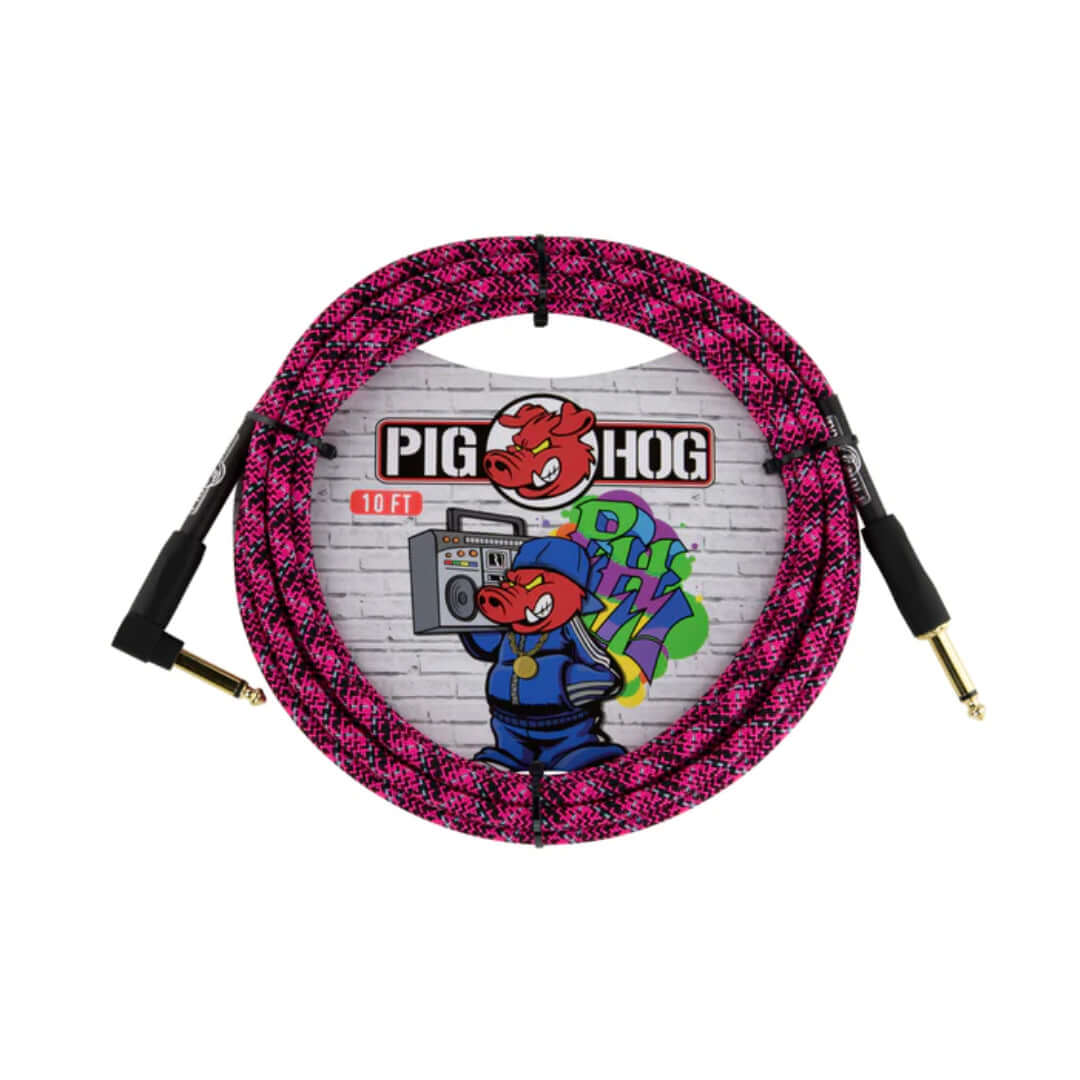 PIG HOG 10' Braided Guitar Lead  - Pink Graffitti