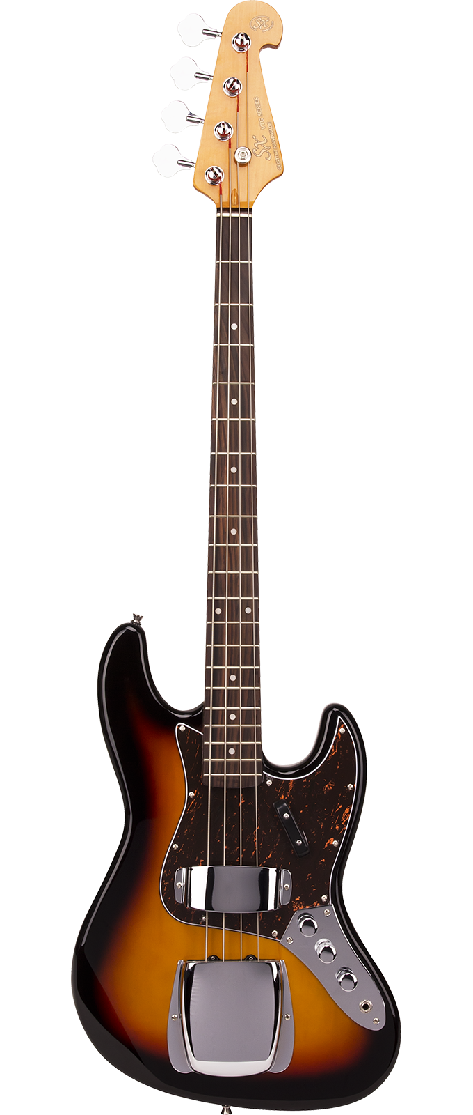 SX J Bass Vintage Style Bass  -  3 Tone Sunburst