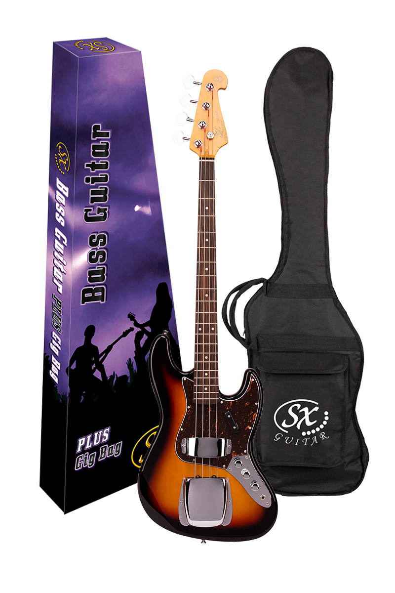 SX J Bass Vintage Style Bass  -  3 Tone Sunburst