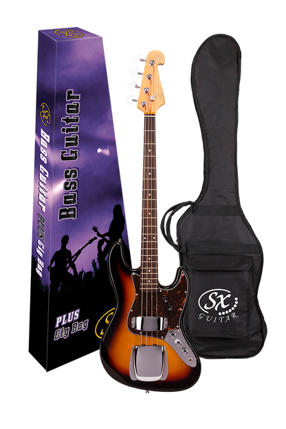 SX J Bass Vintage Style Bass  -  3 Tone Sunburst