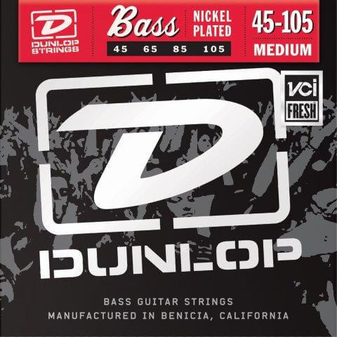 DUNLOP BASS GTR STR SET 45/105 N/P-ST MED LONG SCALE