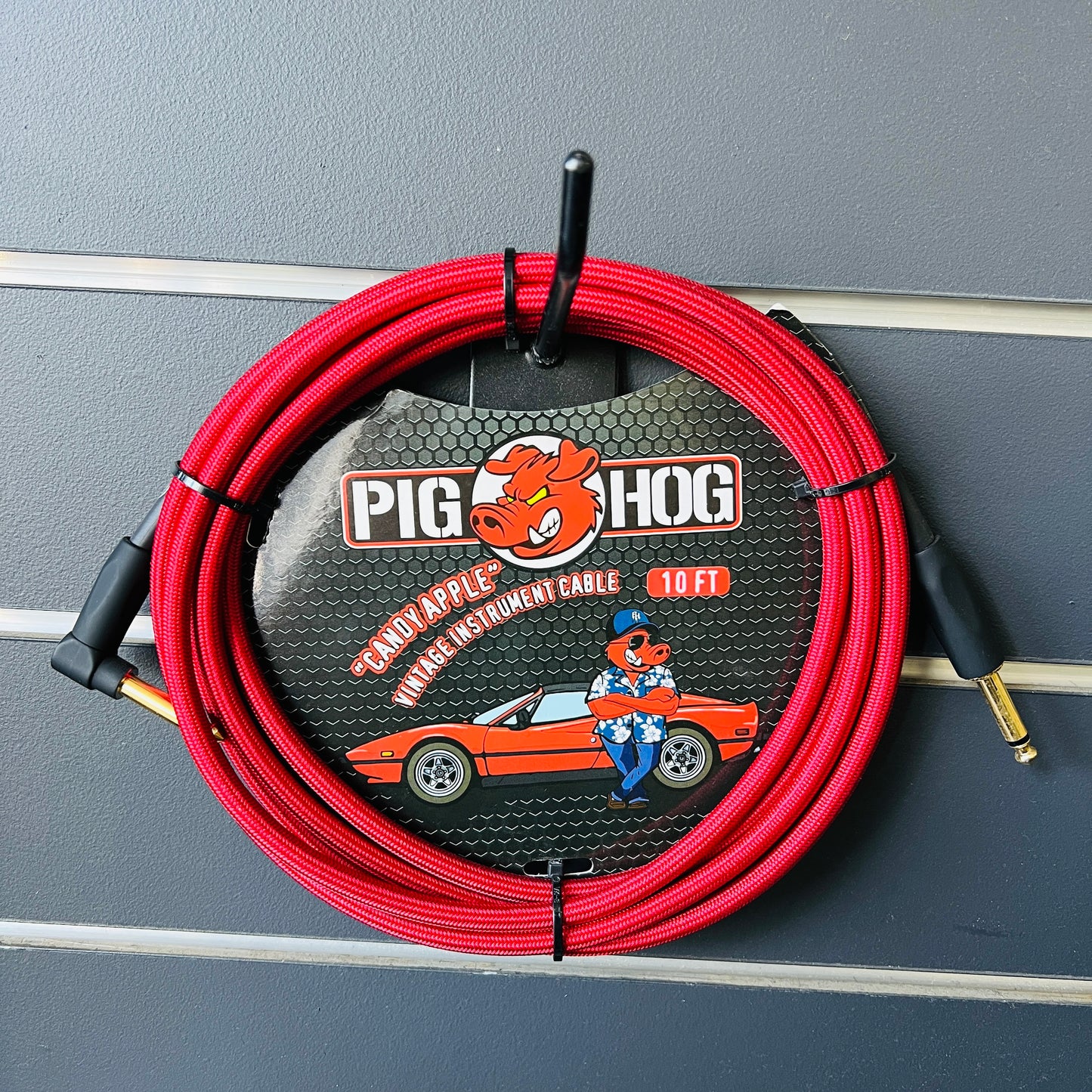 PIG HOG 10'Guitar Lead -Candy Apple Red - Right Angle to Straight