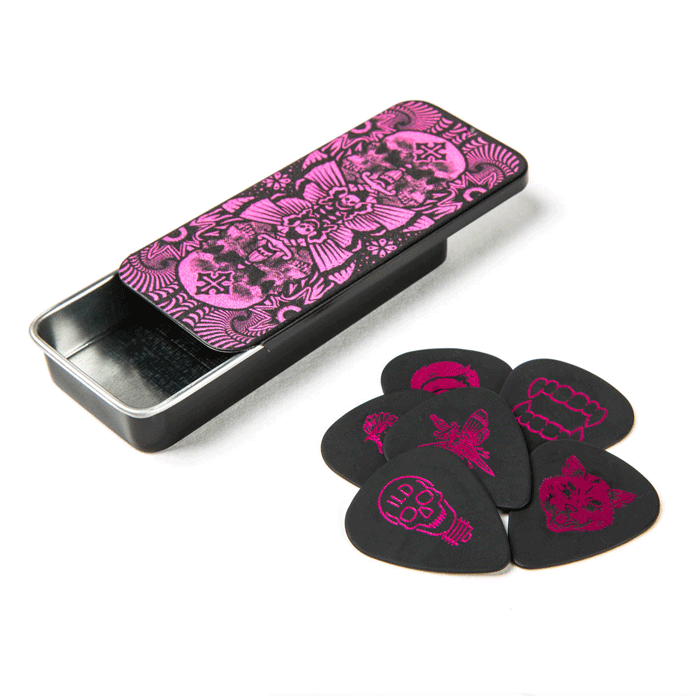 DUNLOP 6 Pk  I LOVE DUST Pick Tin - Magenta