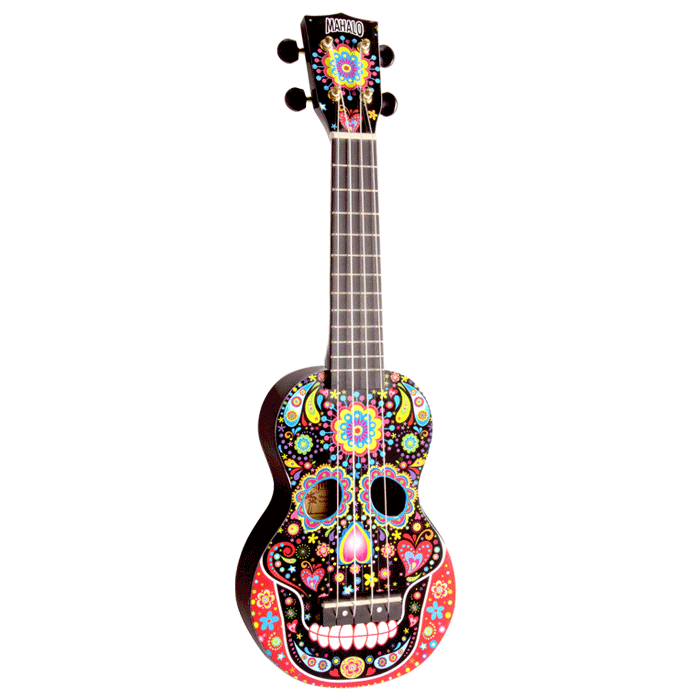 MAHALO ART  Skull Black Ukulele - Soprano