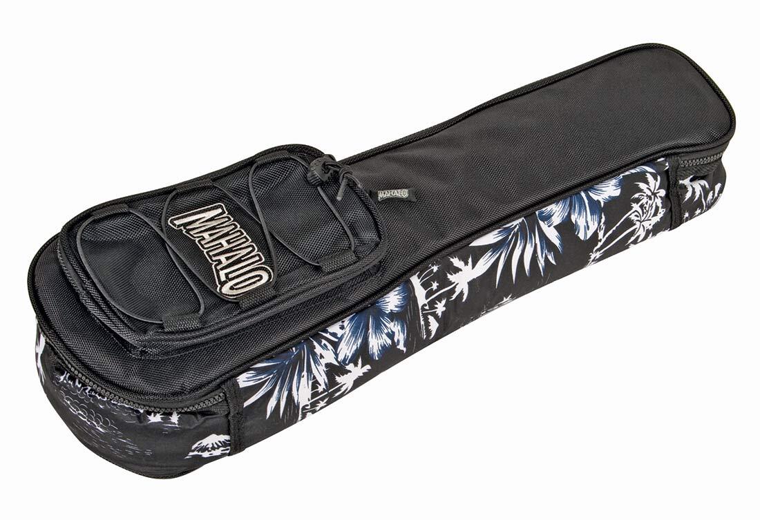 MAHALO Ukulele Bag- Black with Hawaiian Design - Concert