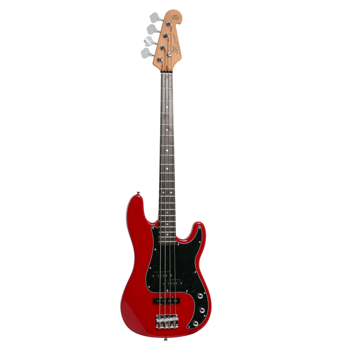 SX PJ Bass Guitar - Fiesta Red