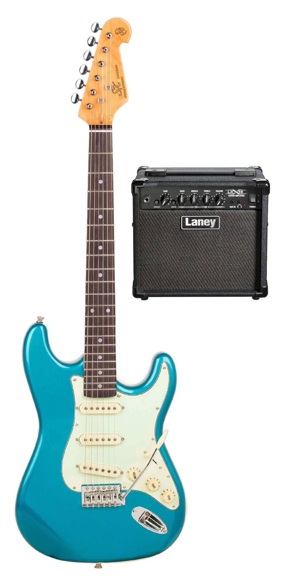 SX 3/4 SC GUITAR & LX15 AMP VES34LPB-PK2