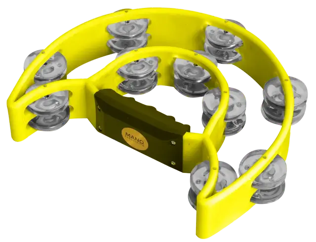 MANO - DBL 1/2 Moon Tambourine - Yellow